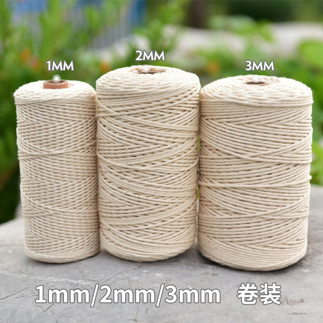 3mm 4mm 5mm 6mm Macrame Twisted String Cotton Cord For Handmade Natural  Beige Cords DIY Home